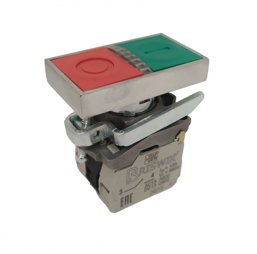 Выключатель Briswik КМЕ 8112м -ЛС 220В зел-красн IP40 УХЛ3 10А 1но+2нз | код aD-GB-0Ai-7633 | Briswik
