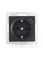 Розетка 1-м СП Vesna с заземл. с заряд. устройством USB механизм черн. бархат