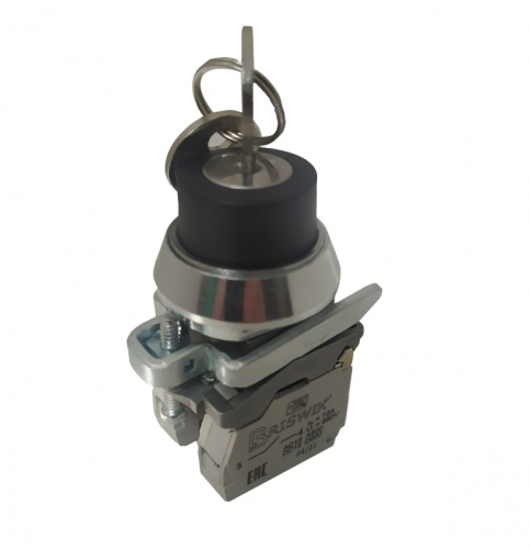 Переключатель Briswik ПЕ 172/2м -С черный 3но+1нз Ключ с фикс 2-поз , во вкл. сост. не вынимается IP40 УХЛ3 10А | код aT-YB-0Ai-0142 | Briswik