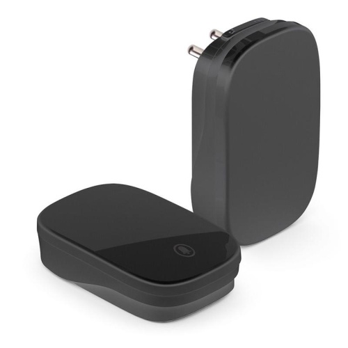 Звонок электрический беспроводной (клавиша и база в розетку) радиочастотный 433мГц черн. DB-380 FERON 48945