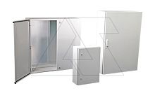 Щит DM моноблочный 700x500x260мм (ВxШxГ) с монтажной панелью однодверный, замок язычковый 2шт, без настенного крепежа (арт.971-200), RAL7035, IP66 | код DM225-726 | Tekpan