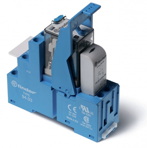 Интерфейсный модуль (сборка 55.33.9.012.0010 + 99.02.9.024.99 + 94.03SPA), электромеханическое реле, 3CO 10A, контакты AgNi, питание 12В DC, категория защиты IP20, винтовые клеммы, пластиковая клипса, LED + диод | код 583390120050SPA | FIND