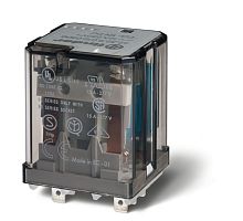 Силовое электромеханическое реле, монтаж в розетку или наконечники Faston 187 (4.8х0.5мм), 2CO 16A, контакты AgCdO, катушка 60В AC, степень защиты RTI, опции: кнопка тест + мех.индикатор | код 623280600040 | FINDER