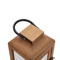 Фонарь декоративный 15х15х38см тепл. бел. со свечкой корпус из дерева корич. Neon-Night 513-074