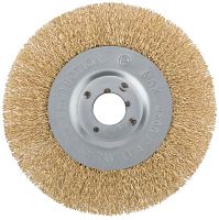 Корщетка-колесо посадочный диаметр 22.2мм стальная латунированная волнистая проволока 150мм FIT 39066